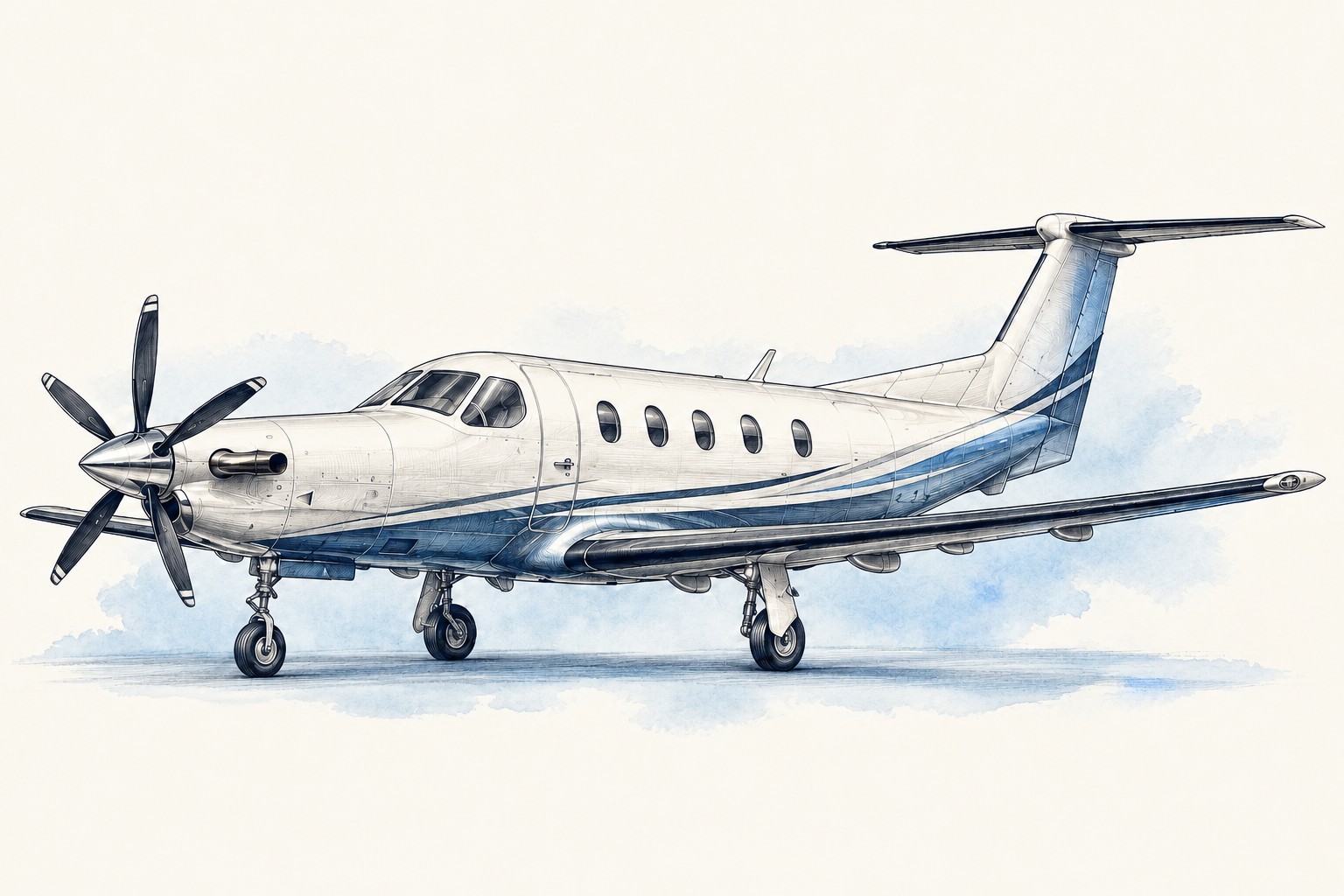 Representative PC-12 style watercolour illustration
